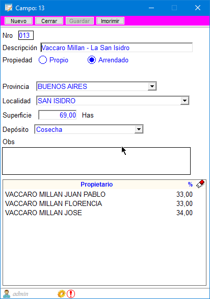 Alta y Configuración de Campos